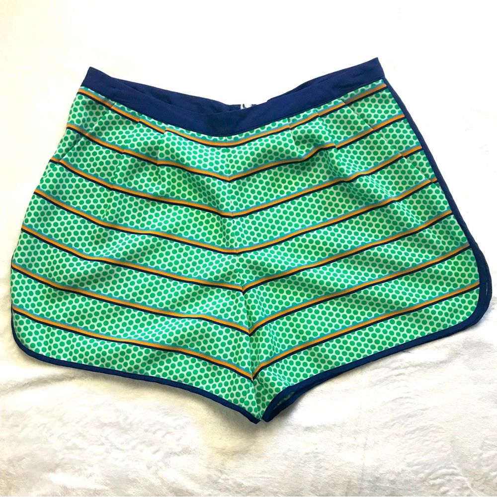 Cremieux Women Beachwear Walking Running Shorts Green Orange Navy Dots Size 2